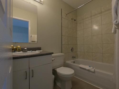 BowserPenthouse的浴室配有卫生间、浴缸和水槽。