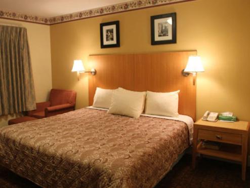 北斯托宁顿星尘汽车旅馆的配有一张床和一把椅子的酒店客房
