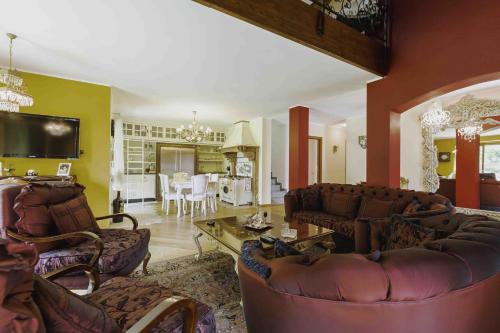 兰佐丁泰尔维Villa Marzia的带沙发和桌子的大客厅