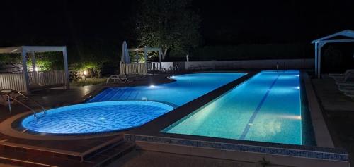 洛泽内茨Miramar 16A的夜间大型游泳池