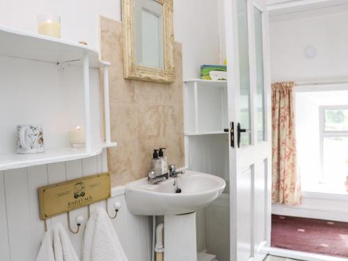 BallynabolaAn Grianan的白色的浴室设有水槽和镜子