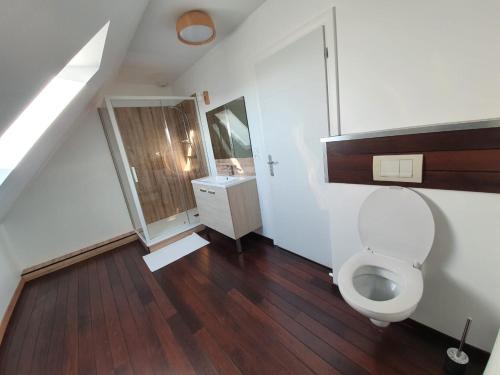 TourvilleGranne de Lin étage的一间带卫生间和水槽的浴室