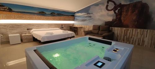 阿斯蒂加拉加阿斯提家拉加酒店的一间带浴缸、一张床和一间卧室的客房