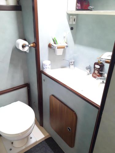阿普里利亚马利蒂马Boat House Alena的浴室配有白色水槽和卫生间。