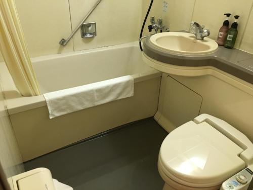 增田Mizuho Inn Iwami Masuda - Vacation STAY 17367v的一间带卫生间和水槽的小浴室