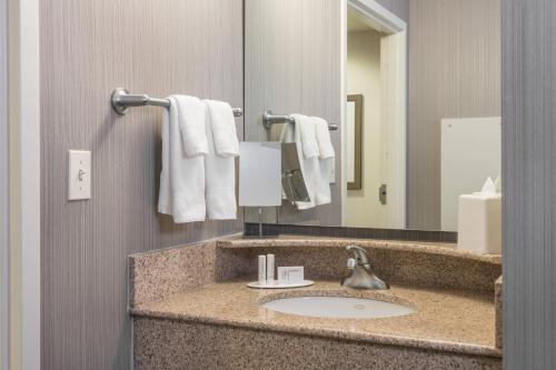 纽瓦克特拉华州纽瓦克大学万怡酒店 的一间带水槽和镜子的浴室