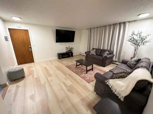 安克雷奇Stay Anchorage! Furnished Two Bedroom Apartments With High Speed WiFi的客厅配有两张沙发和一台电视