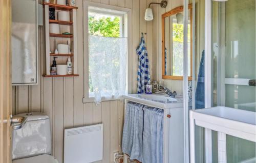 Stunning Home In Brekkest With Kitchen的一间带水槽和卫生间的浴室以及窗户。