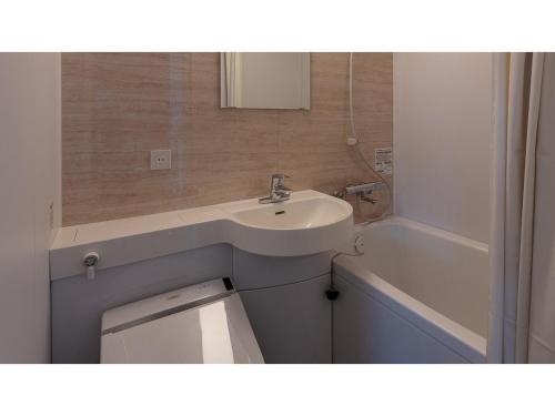 白山市Matto Terminal Hotel - Vacation STAY 98884v的浴室配有盥洗盆和浴缸。