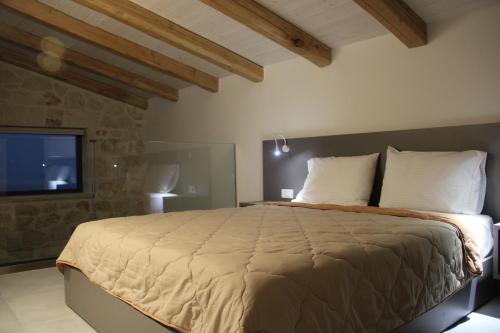 沃丽曼村Aroa Eco Living Experience的一间带大床和电视的卧室