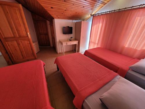 费特希耶Cetin Pansiyon的酒店客房设有两张床和电视。