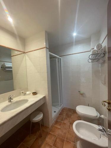雷焦卡拉布里亚Hotel La Lampara的一间带水槽和卫生间的浴室