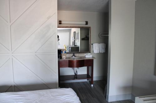 德斯坦德斯廷乡村酒店的一间带水槽和镜子的浴室