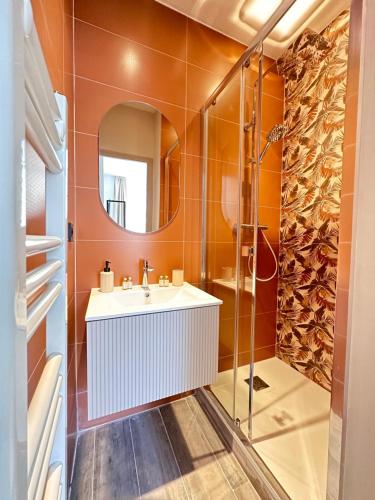 马赛PARADISE Earth & Sea的一间带水槽和镜子的浴室