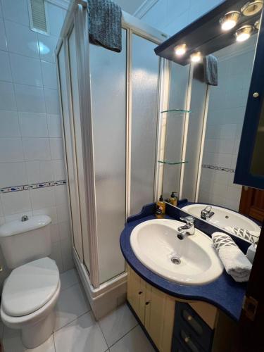乌迪亚莱斯堡Apto Anita 5 ' playa Brazomar的浴室配有卫生间、盥洗盆和淋浴。