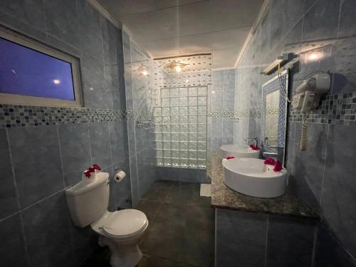 拉迪格岛经典别墅酒店的一间带卫生间和水槽的浴室