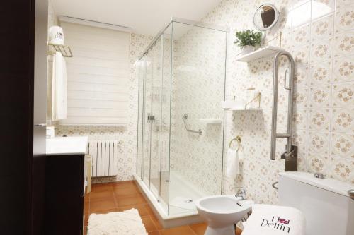 里瓦德奥Casa Flor Delfin Ribadeo的带淋浴和卫生间的浴室