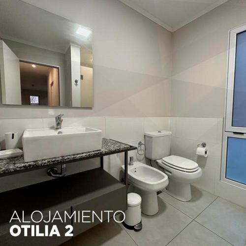 Aldea CamareroOTILIA 2的一间带水槽、卫生间和镜子的浴室