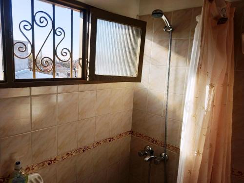 戈多伊克鲁斯Departamento 1º P, 2 personas, WIFI, confortable, mucha luz natural的带淋浴的浴室,带窗户