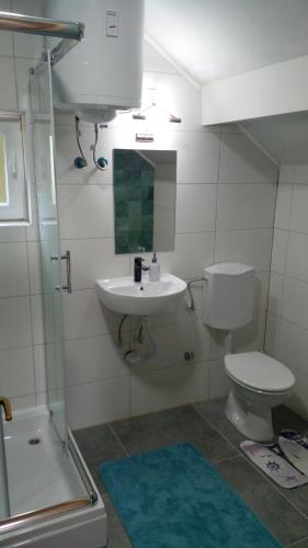 库伦瓦库夫River house National Park Una的一间带水槽、卫生间和镜子的浴室