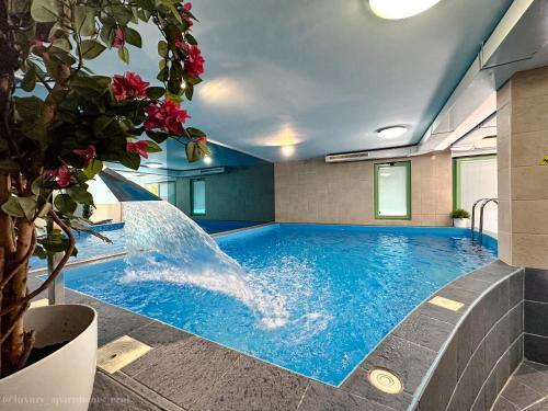 萨拉热窝Luxury Apartments Erol的一座带瀑布的游泳池