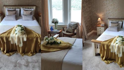 洛赫戈伊尔黑德Lochwood Guest House的两张带两张床的酒店客房的照片
