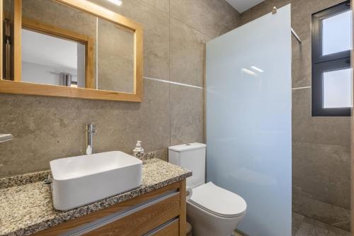 莫尼兹港Salsa Country House II by Madeira Sun Travel的一间带水槽和卫生间的浴室