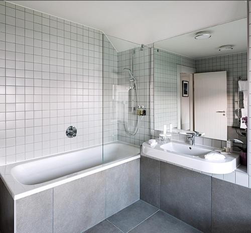 布罗迪克道格拉斯酒店的带浴缸和盥洗盆的浴室