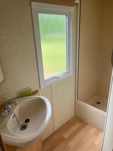 FraizeLe Cottage的一间带水槽和窗户的浴室