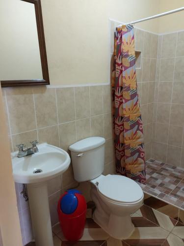 科万Hotel los reyes的一间带卫生间和水槽的浴室