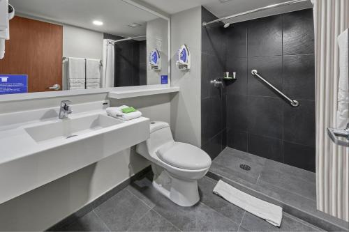 塔帕丘拉City Express by Marriott Tapachula的浴室配有卫生间、盥洗盆和淋浴。