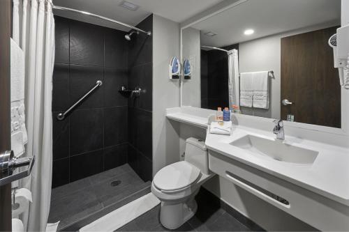 蒙特雷蒙特雷林达维斯塔城市快捷酒店的浴室配有卫生间、盥洗盆和淋浴。