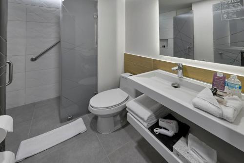 坦皮科City Express Plus by Marriott Tampico的浴室配有卫生间、盥洗盆和淋浴。