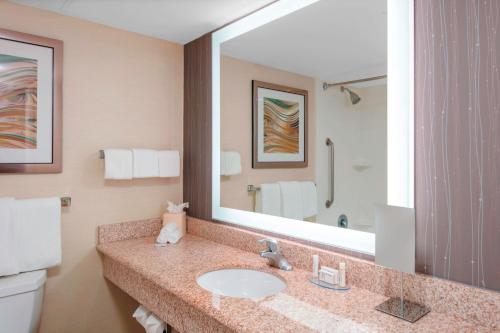 基林基林万怡酒店的一间带水槽和大镜子的浴室