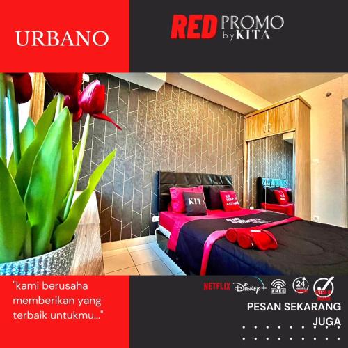 贝克西Patraland Urbano by Red Promo的红色的房间,配有红色枕头和植物