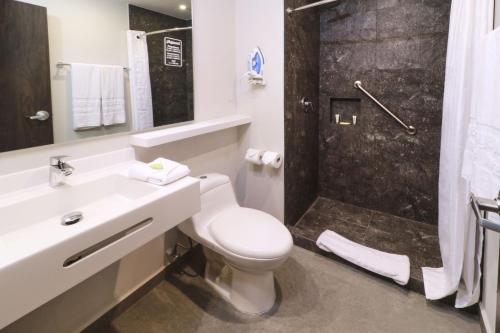 蒙特雷City Express by Marriott Monterrey Universidad的浴室配有卫生间、盥洗盆和淋浴。