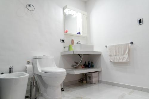 布宜诺斯艾利斯Departamento en EZEIZA的白色的浴室设有卫生间和水槽。