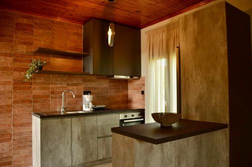 萨莫色雷斯Villa Potamia的厨房配有水槽和台面