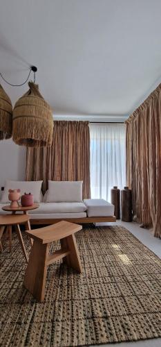 帕萨里迪RASTONI VILLAS BY AEGEAN HOUSES的客厅配有沙发和桌子
