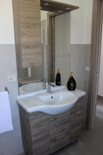 加里Casa vacanze - Orto dei Limoni的浴室配有盥洗盆、镜子和浴缸