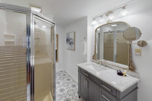 纳什维尔Time to Chill的一间带水槽、淋浴和镜子的浴室