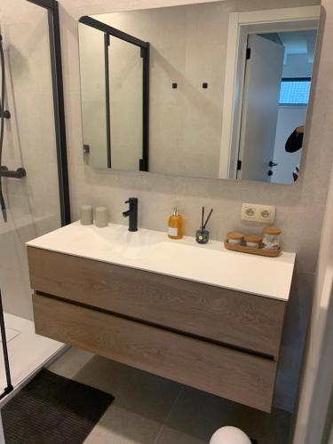HerzeleQ Guesthouse的一间带水槽和镜子的浴室