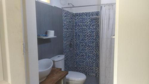 班塔延岛Orchidia House Santa Fe Bantayan Island的一间带卫生间和淋浴的小浴室