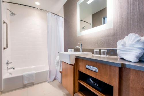 盖洛普盖洛普万豪春季山丘套房酒店的一间带水槽、浴缸和镜子的浴室