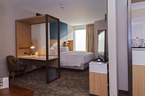 萨默塞特萨默塞特富兰克林小镇斯春季山丘套房酒店的酒店客房,配有床和镜子