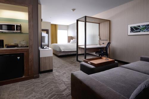 圣安东尼奥SpringHill Suites by Marriott San Antonio Northwest at The RIM的酒店客房设有床和客厅。