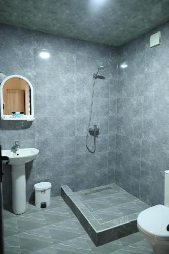 Tʼianetʼih’Olarooms N3的带淋浴、卫生间和盥洗盆的浴室