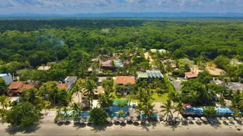 托卢Hotel Camino Verde的棕榈树度假村的空中景致