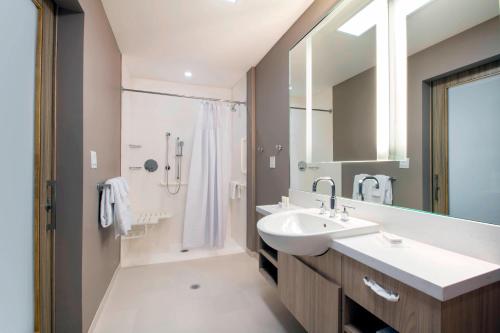 迈阿密迈阿密多拉万豪斯普林希尔套房酒店的一间带水槽和淋浴的浴室