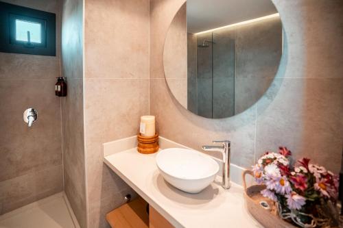 图蓬加托火山Hotel De Cielo的一间带水槽和镜子的浴室